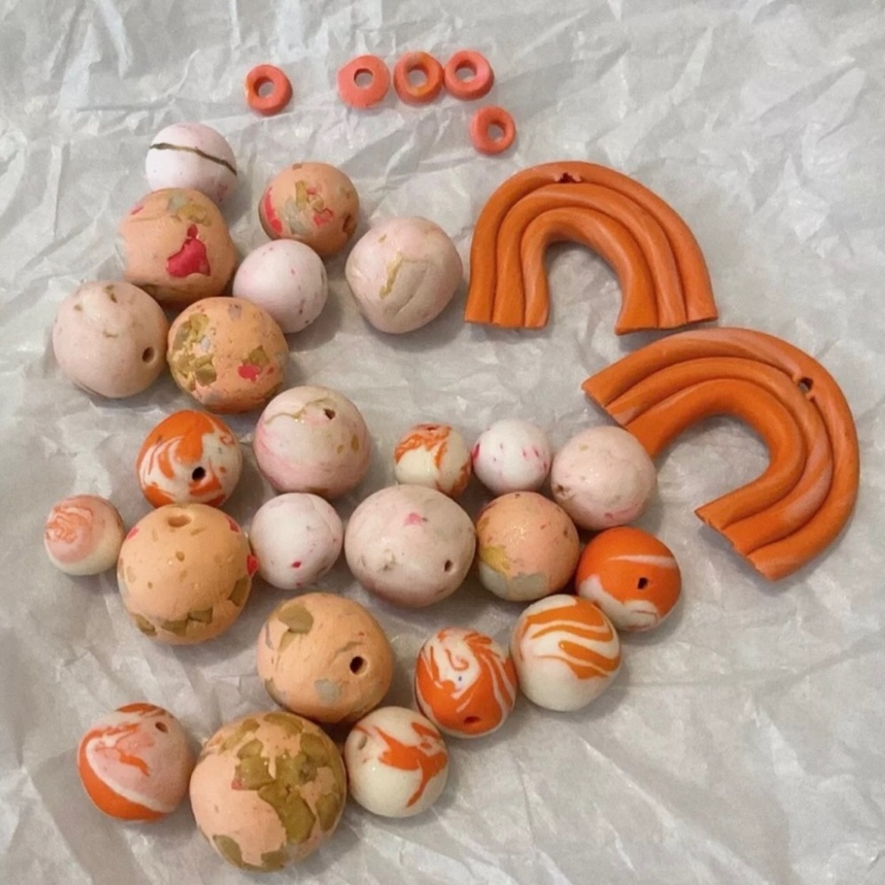 HANDMADE polymer clay beads crafting diy jewelry making crafts